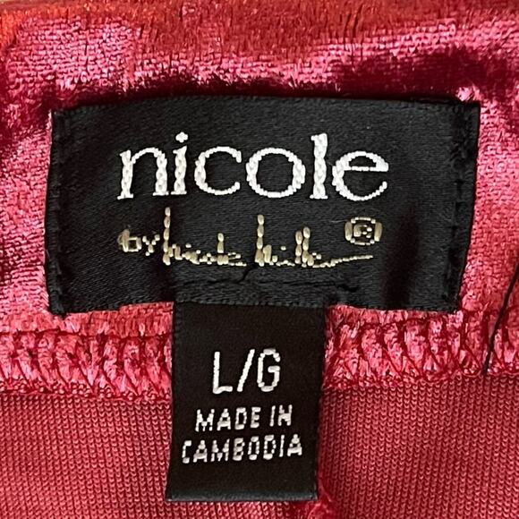 Nicole Miller Red Crushed Velvet Ruffled Romantic Fairy Dress NWOT Size L - Picture 9 of 12